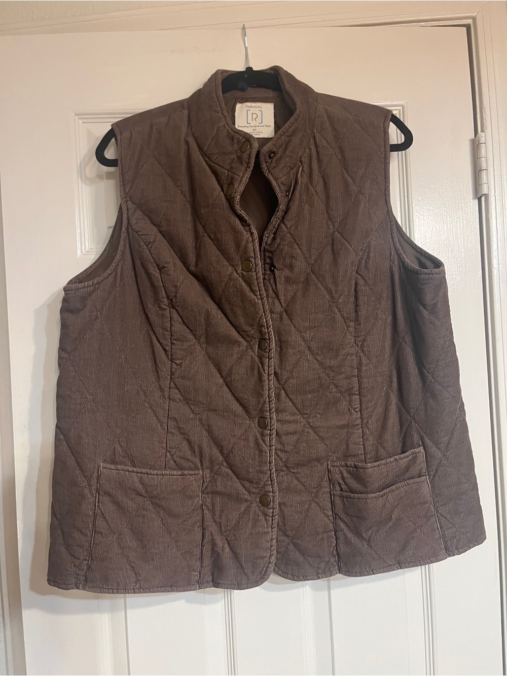 Relativity Quilted Brown Corduroy Vest